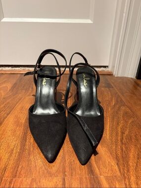 Black Pointed Toe Ankle-Strap Women's Heels